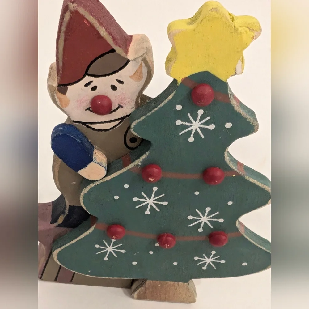 VTG Elf For Pull-Along Wooden Santa's Toy Factory Christmas Decor ELF ONLY